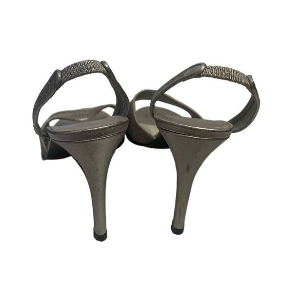 Yves Saint Laurent Gunmetal Gray Silver Sandal Slingback Size 8.5 - Picture 5 of 7